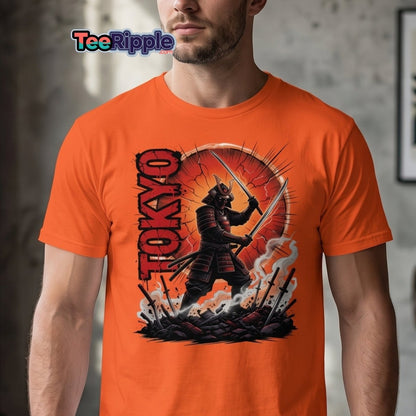 Tokyo Samurai Warrior T-Shirt - Epic Japanese Graphic Tee - Maroon - TeeRipple