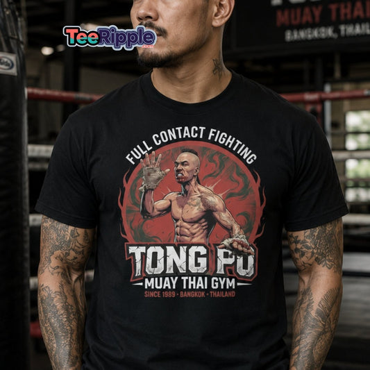 Tong Pu Muay Thai Gym Full Contact Fighting T-Shirt - Maroon - TeeRipple