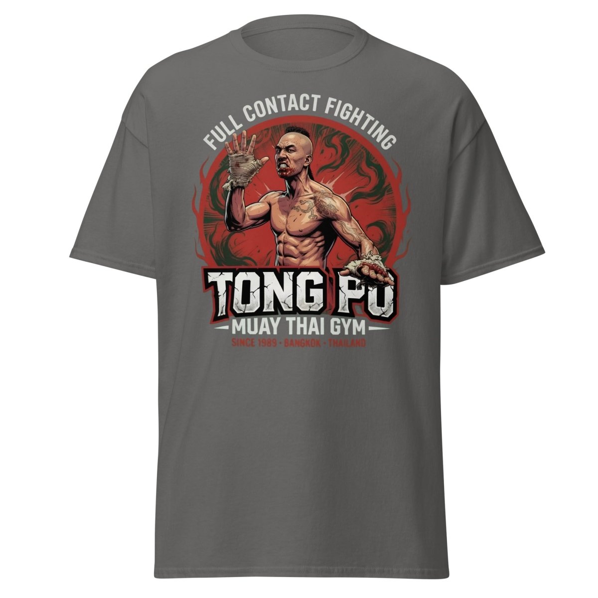Tong Pu Muay Thai Gym Full Contact Fighting T-Shirt - Charcoal - TeeRipple