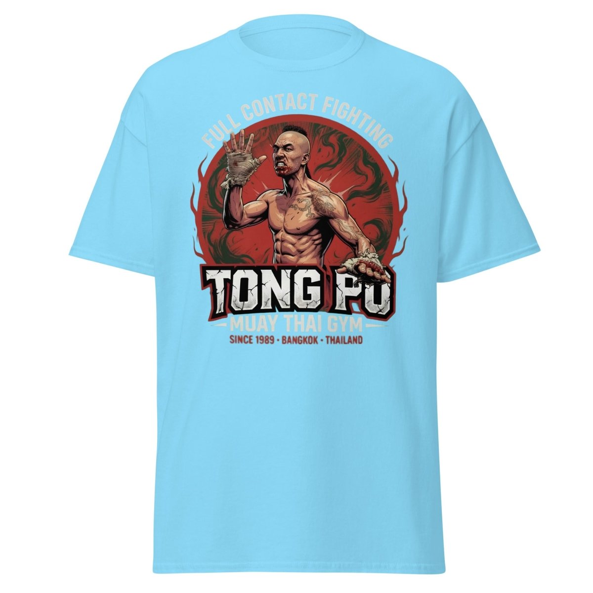 Tong Pu Muay Thai Gym Full Contact Fighting T-Shirt - Sky - TeeRipple