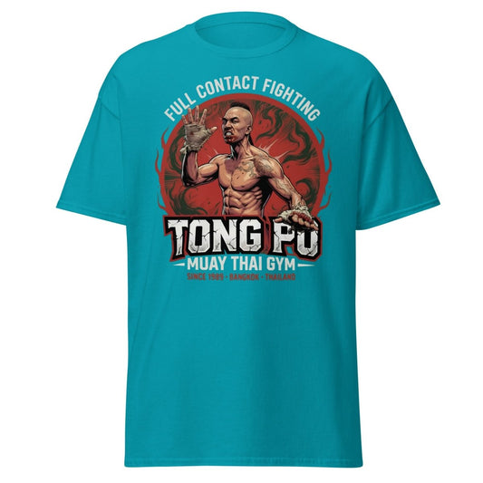 Tong Pu Muay Thai Gym Full Contact Fighting T-Shirt - Tropical Blue - TeeRipple