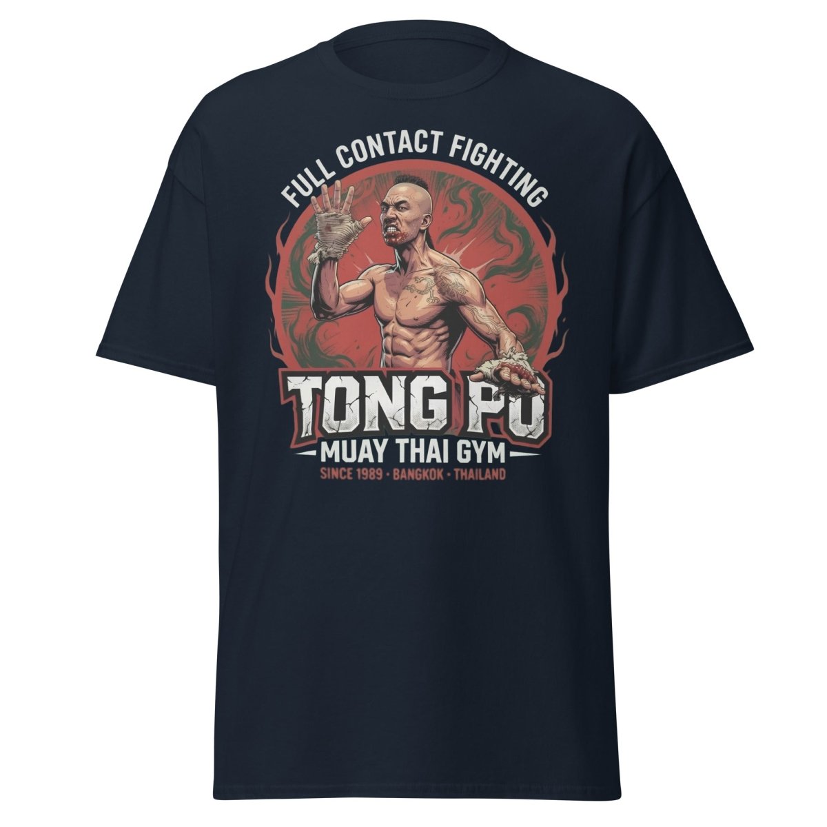 Tong Pu Muay Thai Gym Full Contact Fighting T-Shirt - Navy - TeeRipple