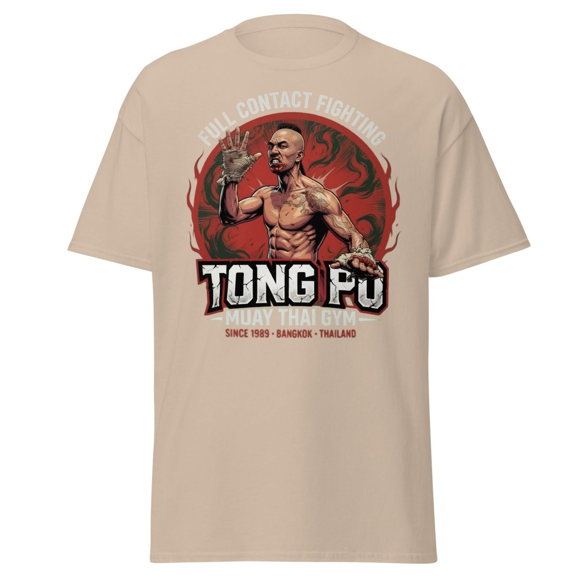 Tong Pu Muay Thai Gym Full Contact Fighting T-Shirt - Sand - TeeRipple