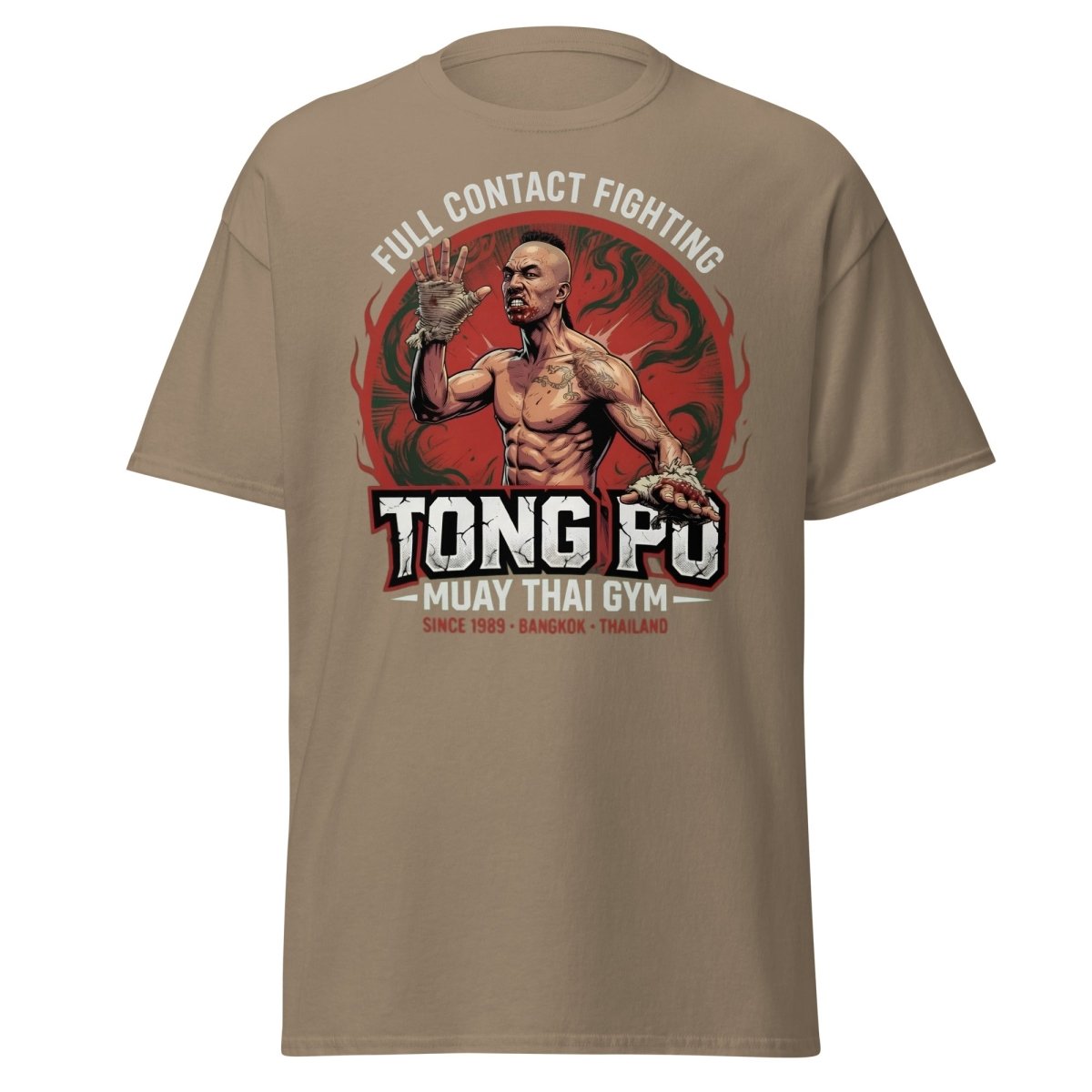 Tong Pu Muay Thai Gym Full Contact Fighting T-Shirt - Brown Savana - TeeRipple