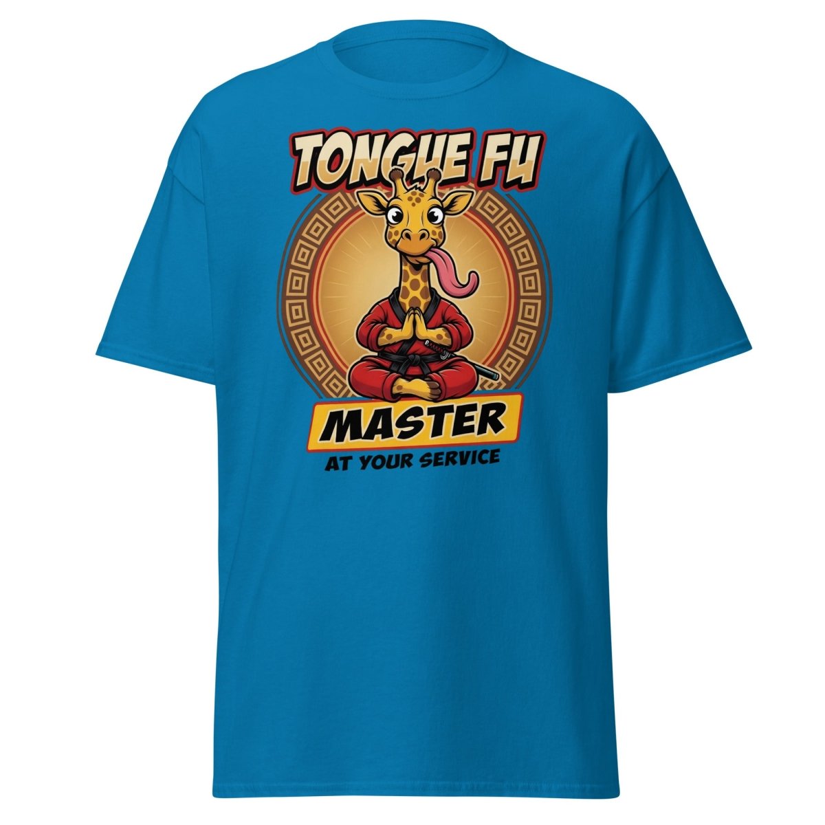 Tongue Fu Master Giraffe T-Shirt – Funny Kung Fu Pun Tee - Sapphire - TeeRipple