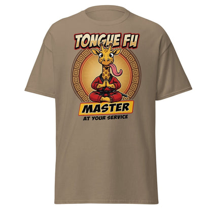 Tongue Fu Master Giraffe T-Shirt – Funny Kung Fu Pun Tee - Brown Savana - TeeRipple