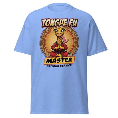 Tongue Fu Master Giraffe T-Shirt – Funny Kung Fu Pun Tee - Carolina Blue - TeeRipple