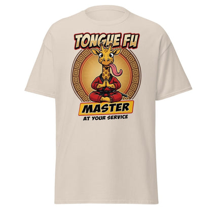Tongue Fu Master Giraffe T-Shirt – Funny Kung Fu Pun Tee - Natural - TeeRipple