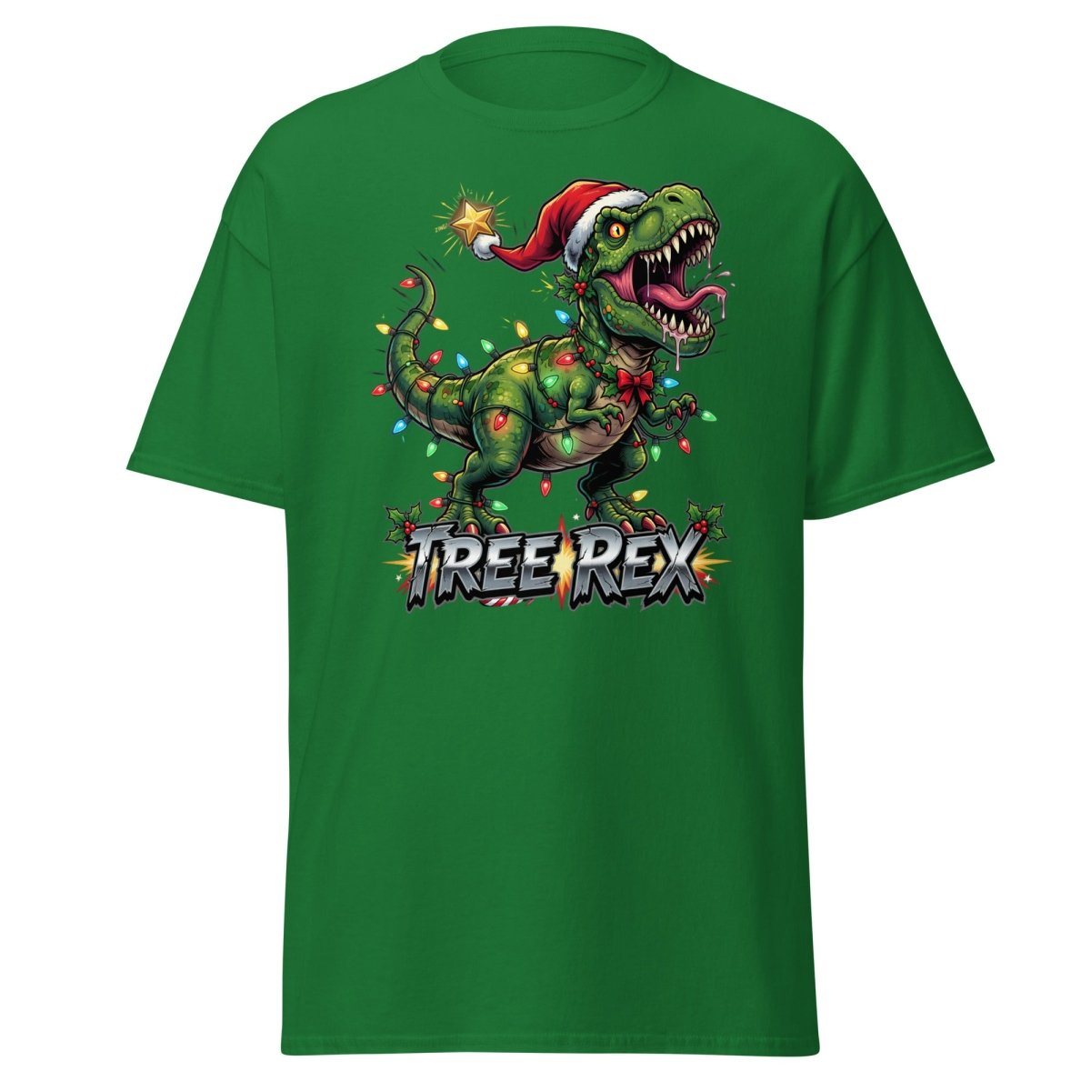 Tree Rex Christmas T-Shirt - Funny T - Rex Holiday Tee - Turf Green - TeeRipple