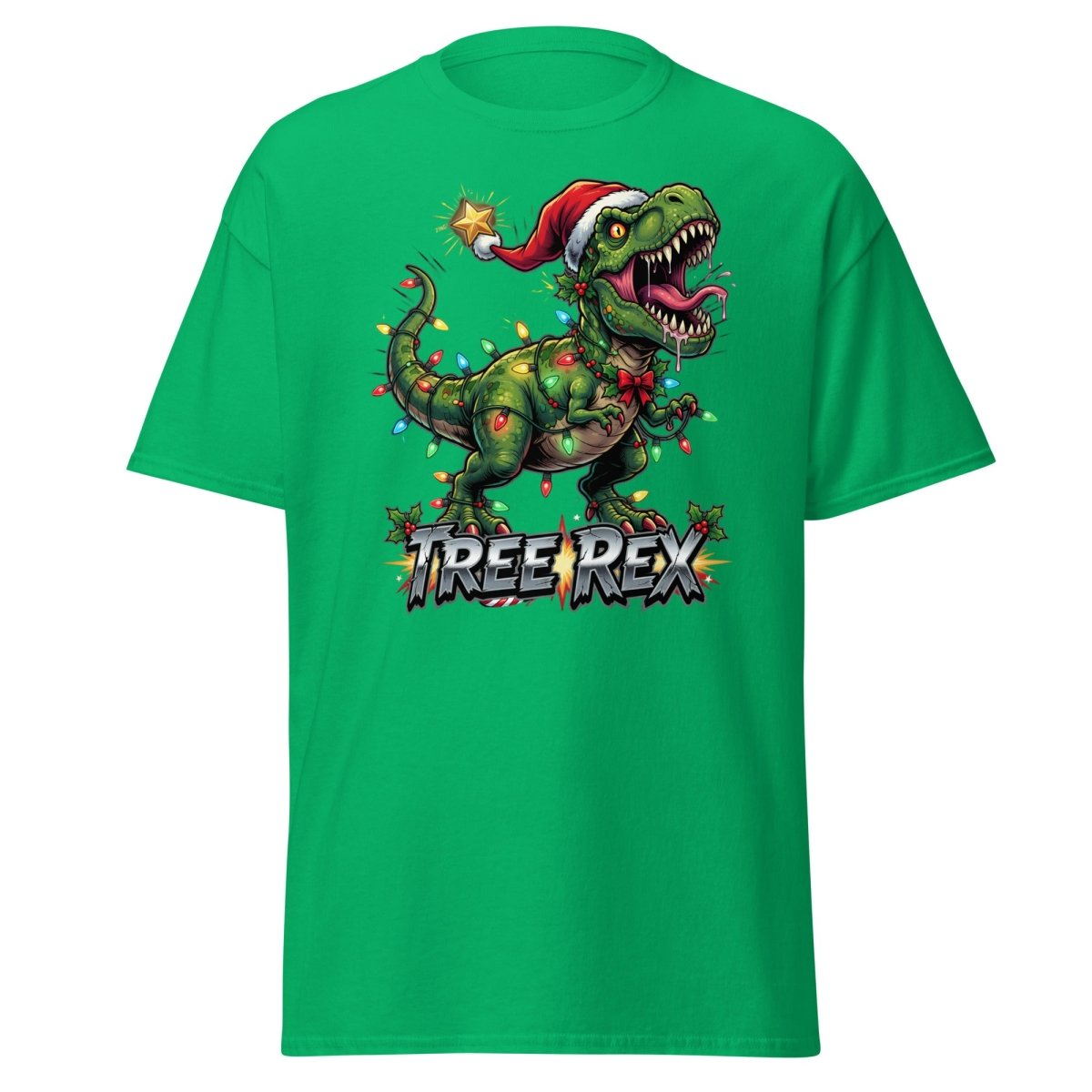 Tree Rex Christmas T-Shirt - Funny T - Rex Holiday Tee - Irish Green - TeeRipple
