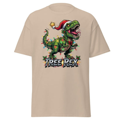 Tree Rex Christmas T-Shirt - Funny T - Rex Holiday Tee - Sand - TeeRipple