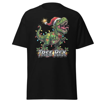 Tree Rex Christmas T-Shirt - Funny T - Rex Holiday Tee - Black - TeeRipple