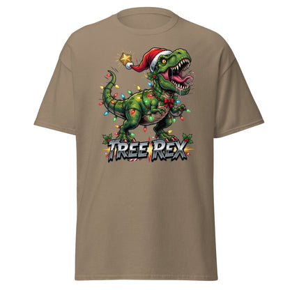 Tree Rex Christmas T-Shirt - Funny T - Rex Holiday Tee - Brown Savana - TeeRipple