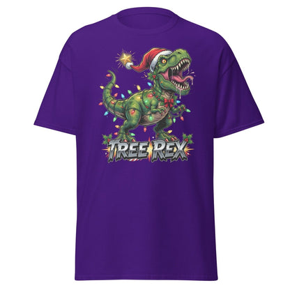 Tree Rex Christmas T-Shirt - Funny T - Rex Holiday Tee - Purple - TeeRipple