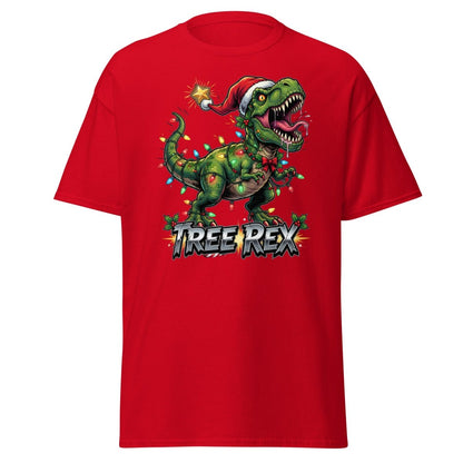 Tree Rex Christmas T-Shirt - Funny T - Rex Holiday Tee - Red - TeeRipple