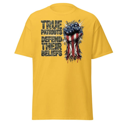 True Patriots Defend Their Beliefs Patriotic Fist T-Shirt - Daisy - TeeRipple