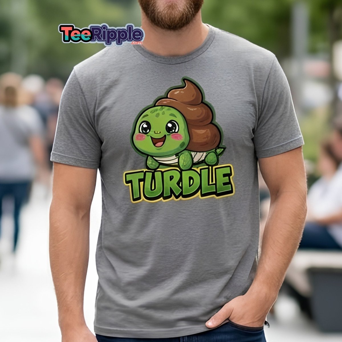 Turdle Funny Turtle Poop Pun T-Shirt – Cartoon Graphic Tee - Maroon - TeeRipple