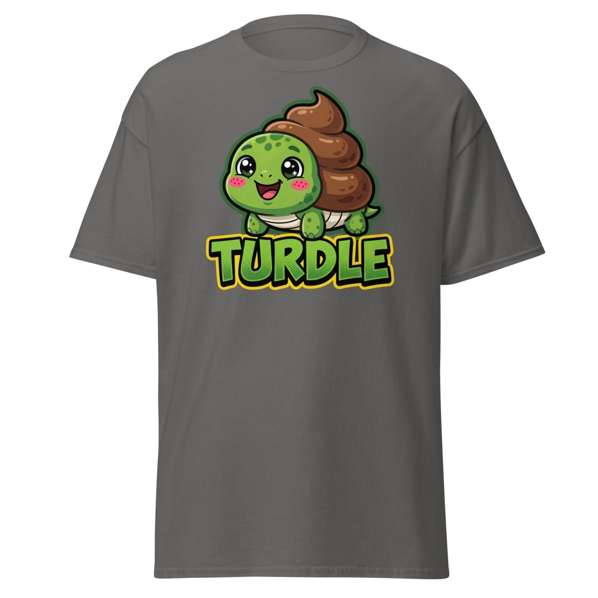 Turdle Funny Turtle Poop Pun T-Shirt – Cartoon Graphic Tee - Charcoal - TeeRipple