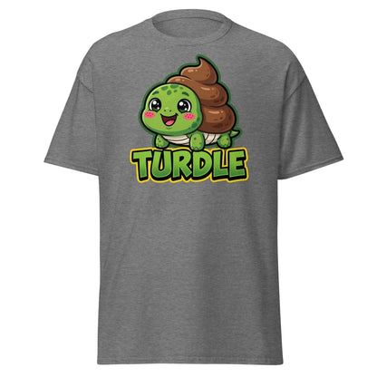Turdle Funny Turtle Poop Pun T-Shirt – Cartoon Graphic Tee - Graphite Heather - TeeRipple