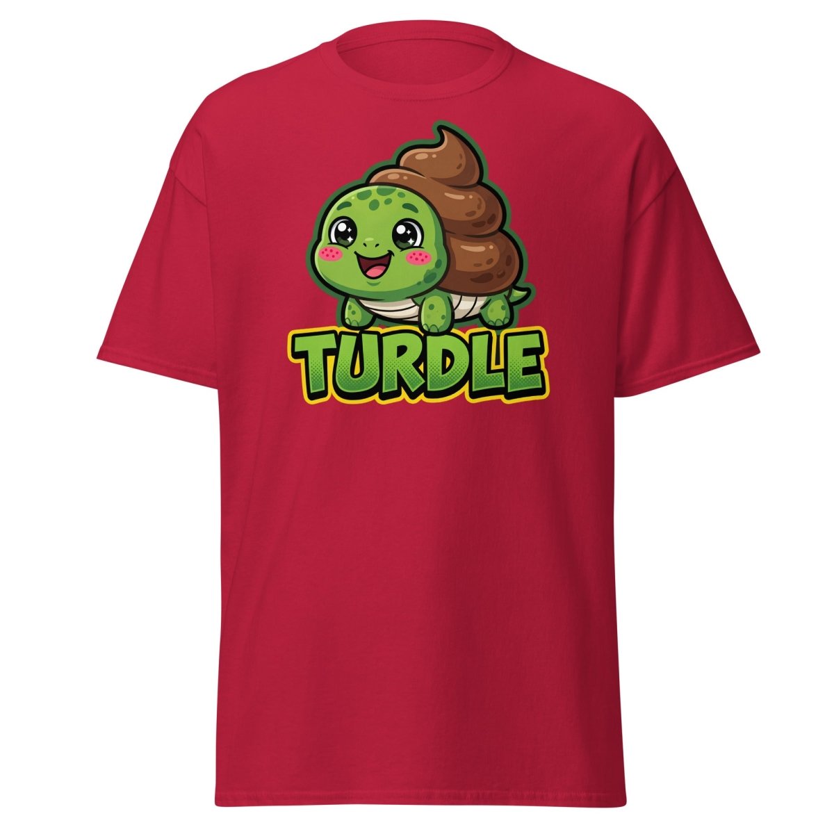 Turdle Funny Turtle Poop Pun T-Shirt – Cartoon Graphic Tee - Cardinal - TeeRipple