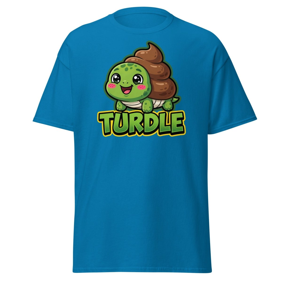 Turdle Funny Turtle Poop Pun T-Shirt – Cartoon Graphic Tee - Sapphire - TeeRipple