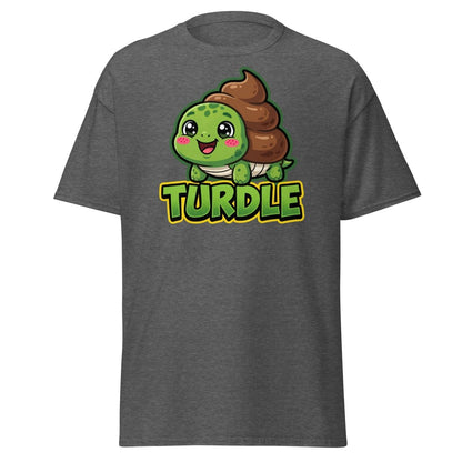 Turdle Funny Turtle Poop Pun T-Shirt – Cartoon Graphic Tee - Dark Heather - TeeRipple