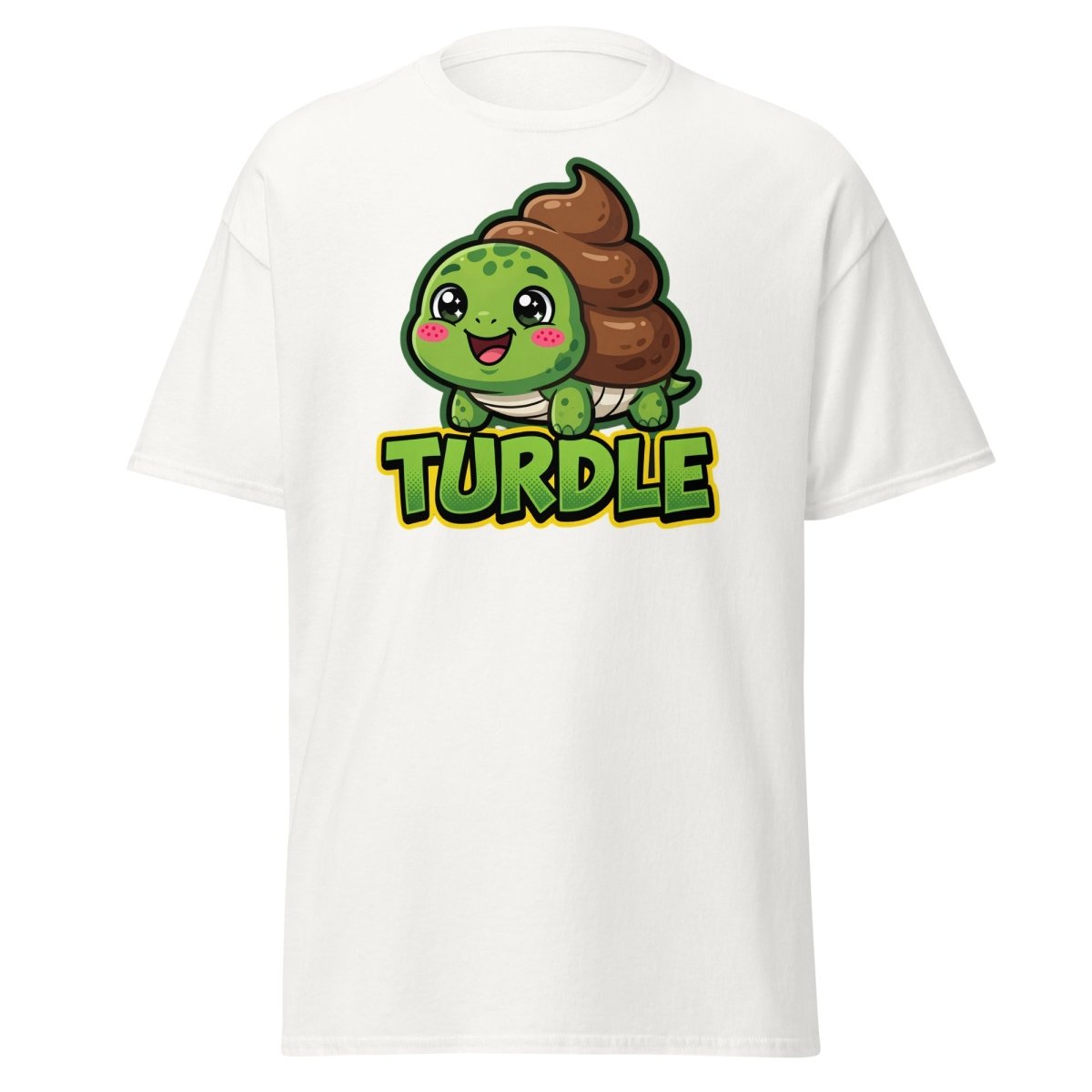 Turdle Funny Turtle Poop Pun T-Shirt – Cartoon Graphic Tee - White - TeeRipple