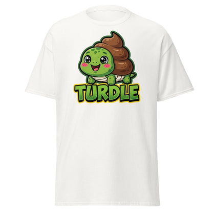Turdle Funny Turtle Poop Pun T-Shirt – Cartoon Graphic Tee - White - TeeRipple