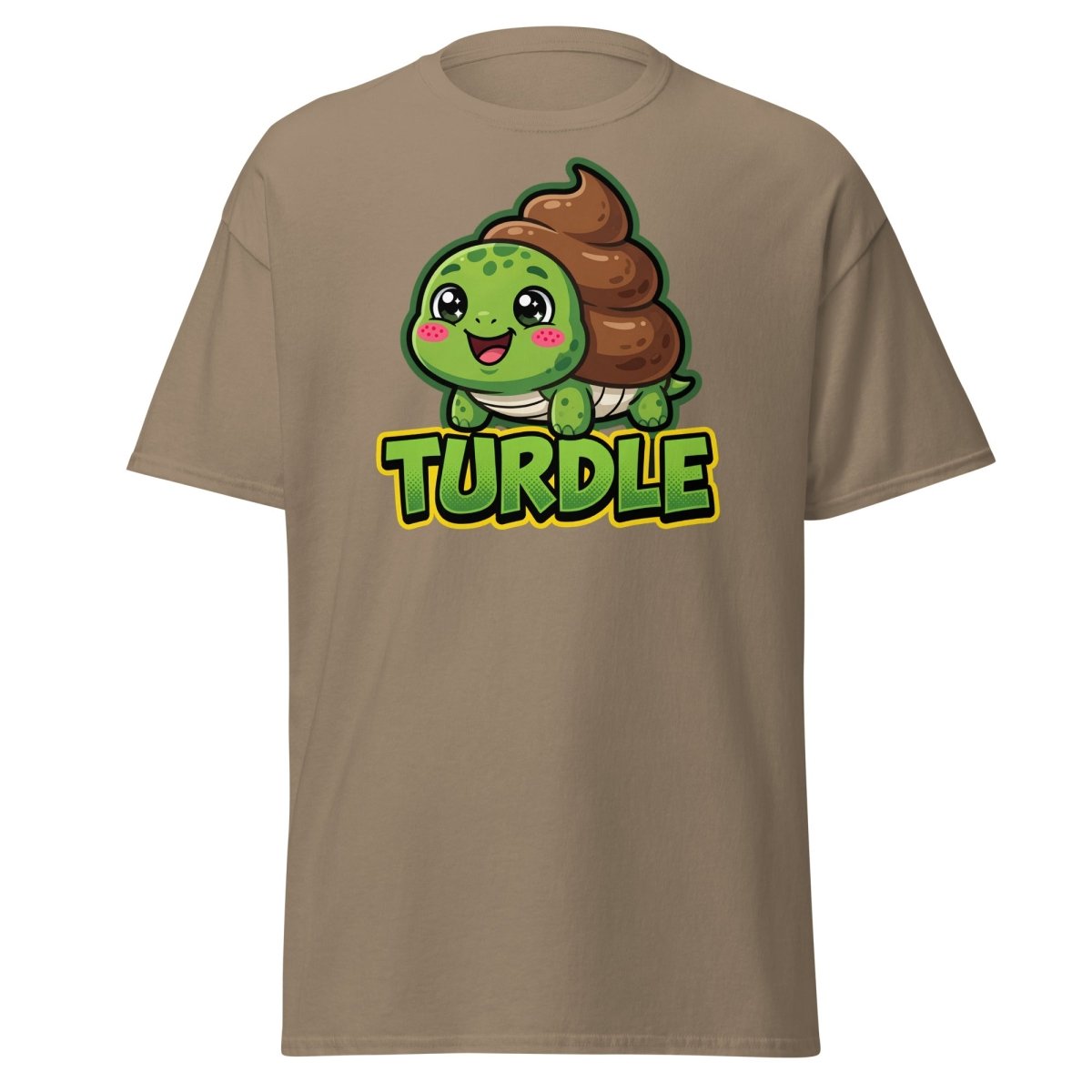 Turdle Funny Turtle Poop Pun T-Shirt – Cartoon Graphic Tee - Brown Savana - TeeRipple