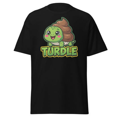 Turdle Funny Turtle Poop Pun T-Shirt – Cartoon Graphic Tee - Black - TeeRipple