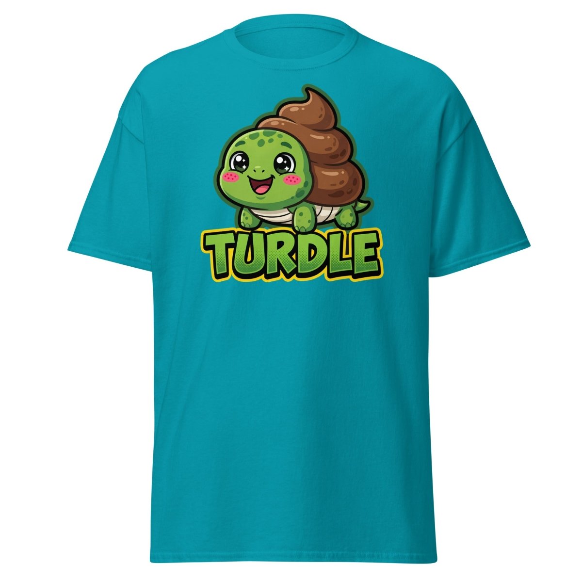 Turdle Funny Turtle Poop Pun T-Shirt – Cartoon Graphic Tee - Tropical Blue - TeeRipple