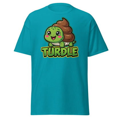 Turdle Funny Turtle Poop Pun T-Shirt – Cartoon Graphic Tee - Tropical Blue - TeeRipple