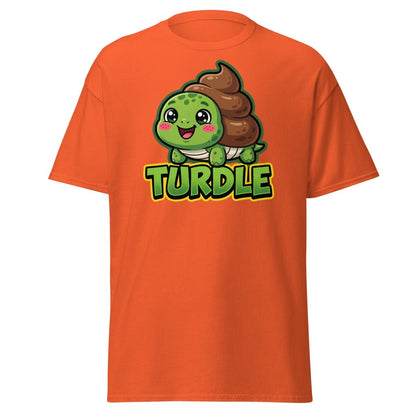 Turdle Funny Turtle Poop Pun T-Shirt – Cartoon Graphic Tee - Orange - TeeRipple