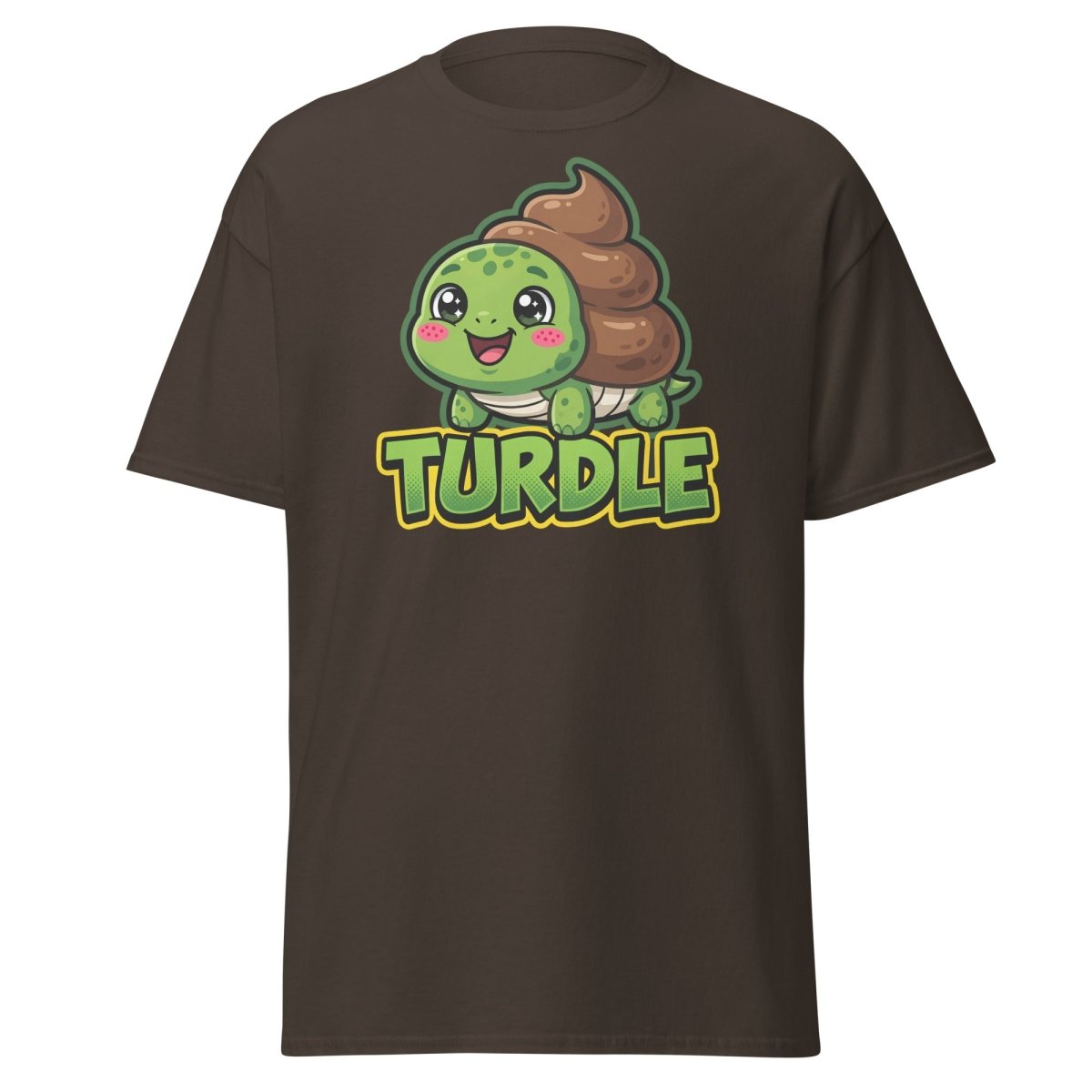 Turdle Funny Turtle Poop Pun T-Shirt – Cartoon Graphic Tee - Dark Chocolate - TeeRipple