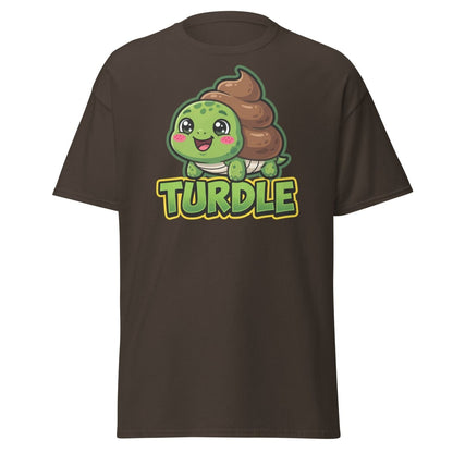 Turdle Funny Turtle Poop Pun T-Shirt – Cartoon Graphic Tee - Dark Chocolate - TeeRipple