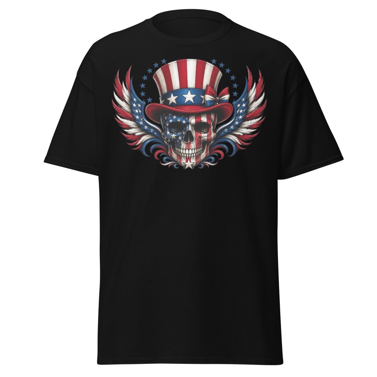 Uncle Sam Skull Patriotic Graphic Tee - Black - TeeRipple