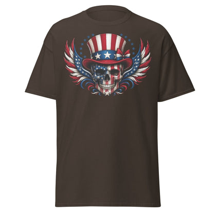 Uncle Sam Skull Patriotic Graphic Tee - Dark Chocolate - TeeRipple