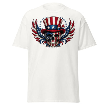 Uncle Sam Skull Patriotic Graphic Tee - White - TeeRipple