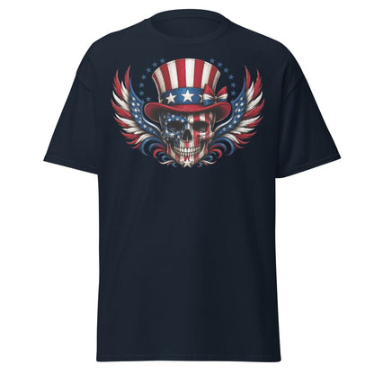 Uncle Sam Skull Patriotic Graphic Tee - Navy - TeeRipple