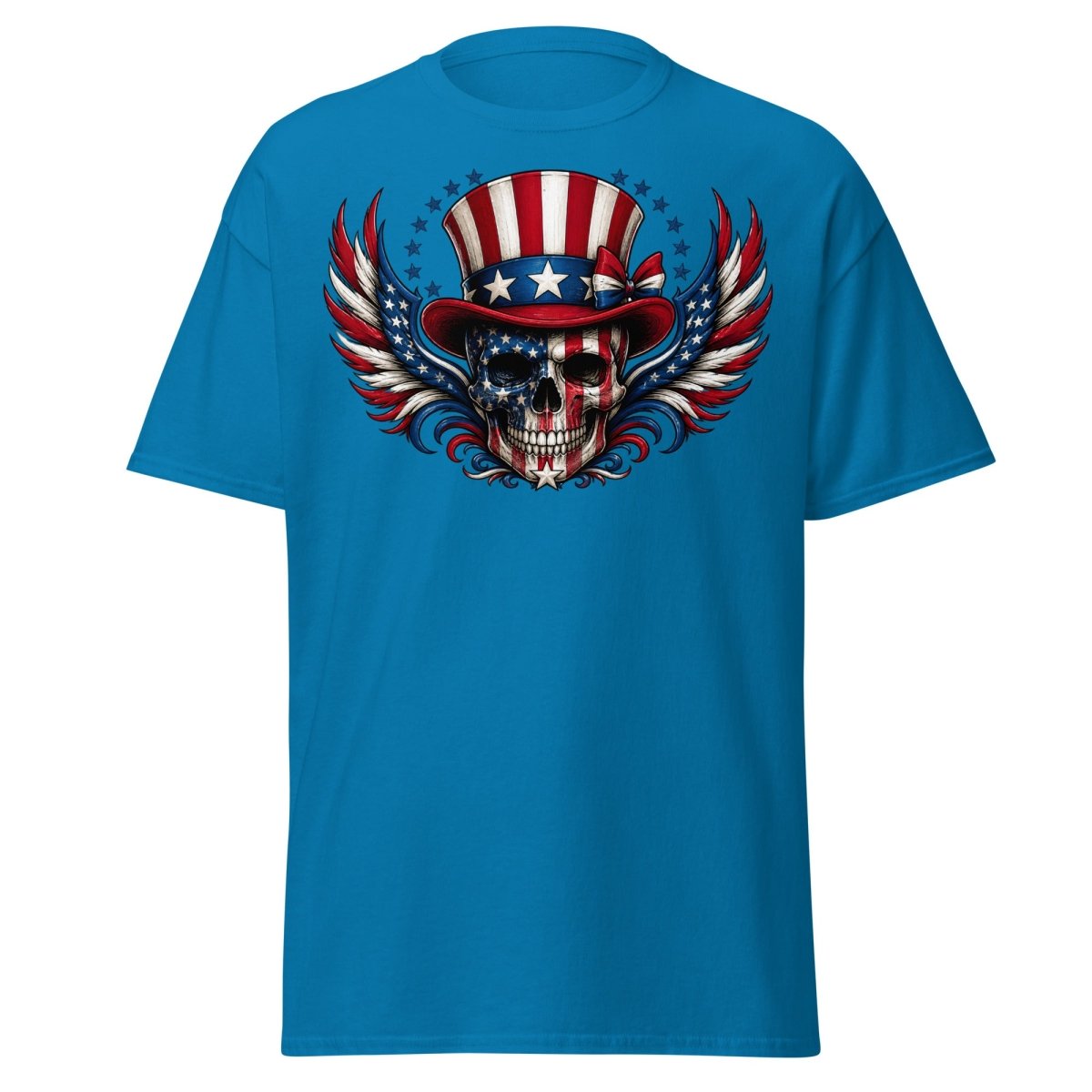 Uncle Sam Skull Patriotic Graphic Tee - Sapphire - TeeRipple
