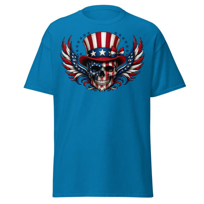 Uncle Sam Skull Patriotic Graphic Tee - Sapphire - TeeRipple