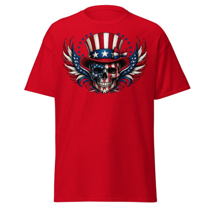 Uncle Sam Skull Patriotic Graphic Tee - Red - TeeRipple