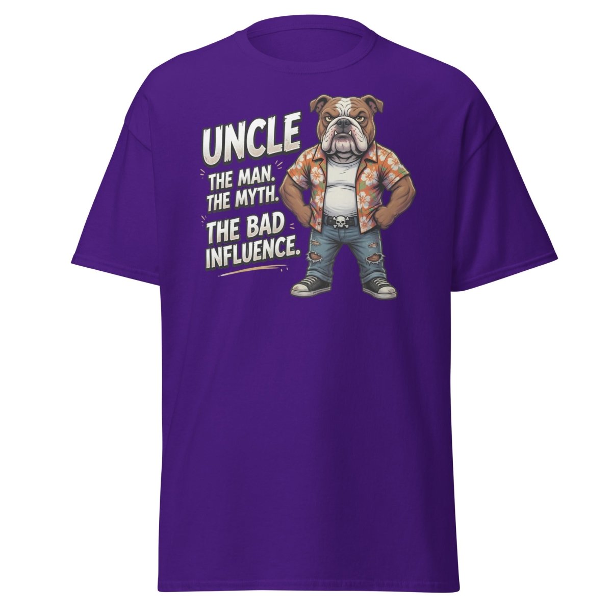 Uncle The Bad Influence Bulldog T-Shirt - Purple - TeeRipple