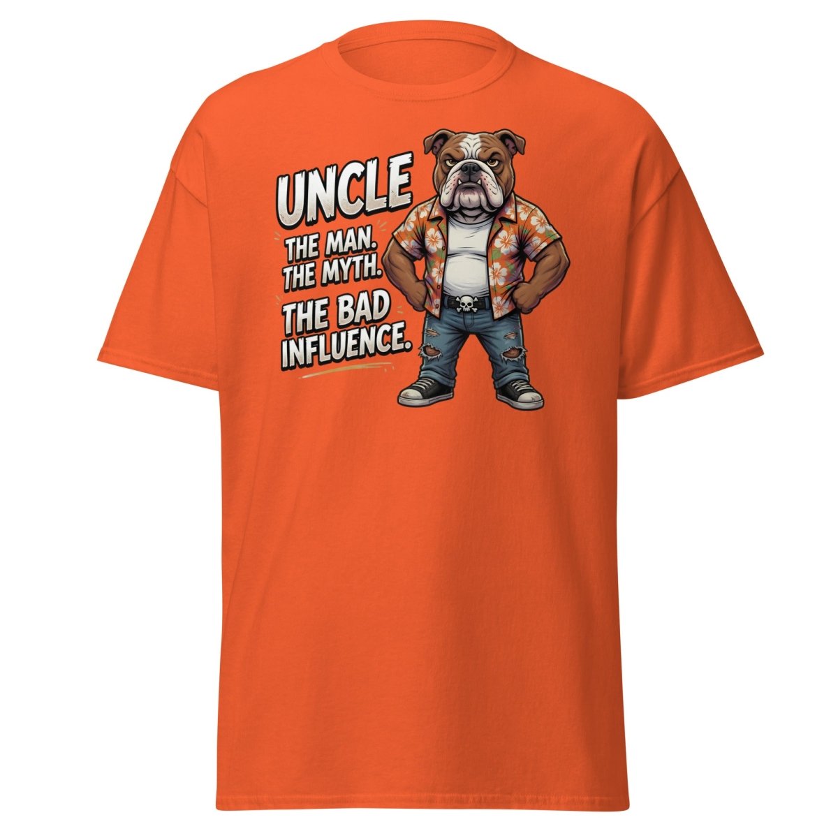 Uncle The Bad Influence Bulldog T-Shirt - Orange - TeeRipple