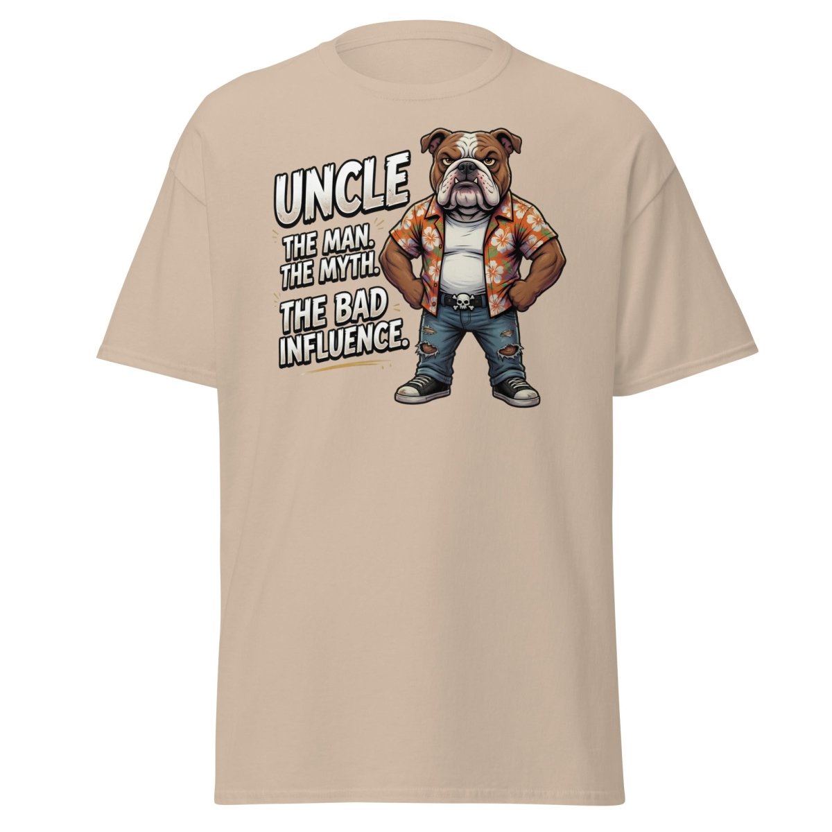 Uncle The Bad Influence Bulldog T-Shirt - Sand - TeeRipple