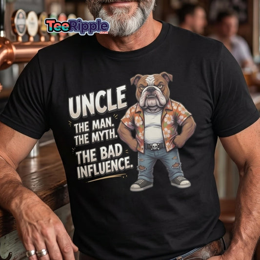 Uncle The Bad Influence Bulldog T-Shirt - Maroon - TeeRipple