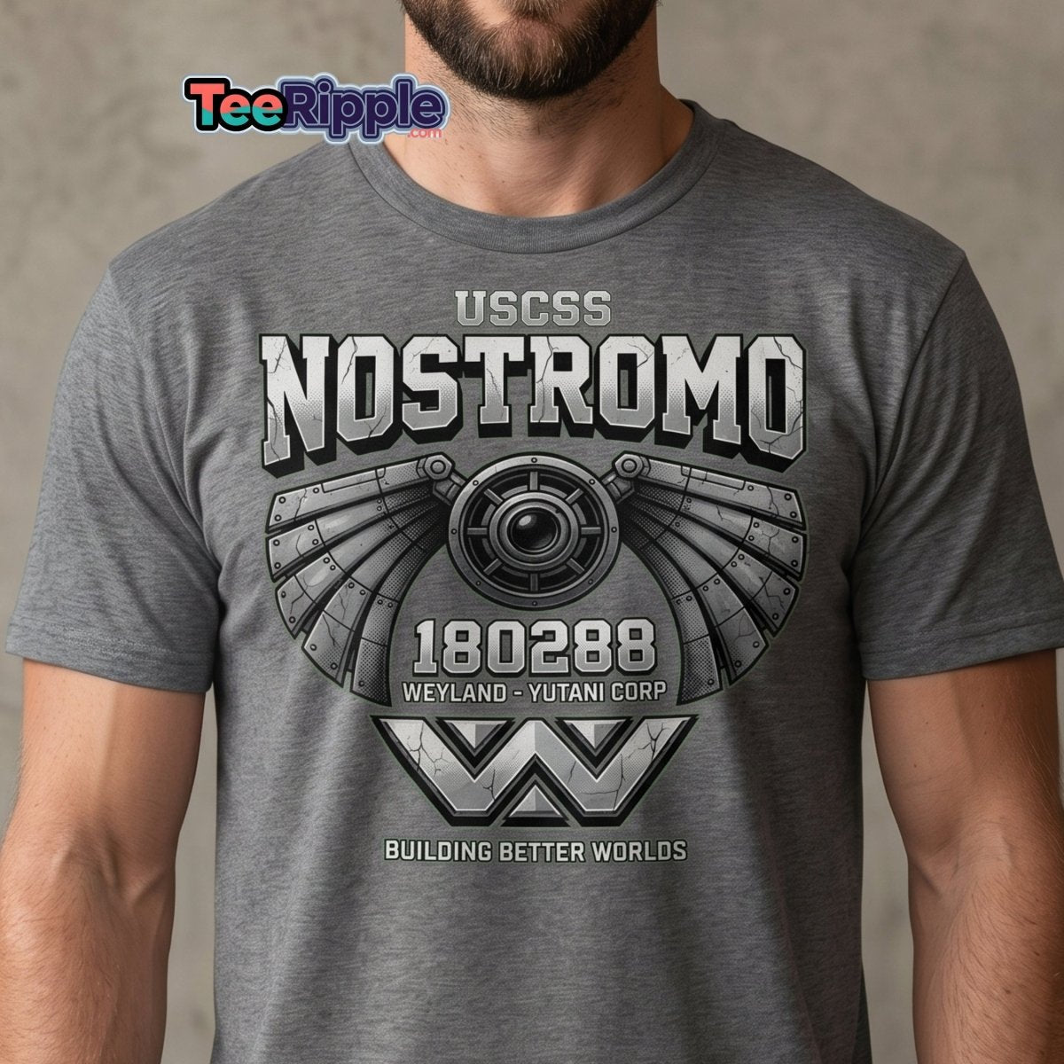 USCSS Nostromo Alien T-Shirt | Weyland-Yutani Tee - Maroon - TeeRipple
