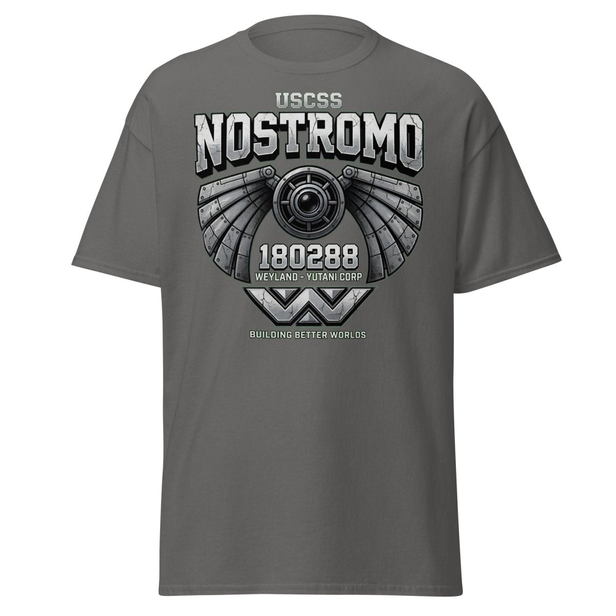 USCSS Nostromo Alien T-Shirt | Weyland-Yutani Tee - Charcoal - TeeRipple
