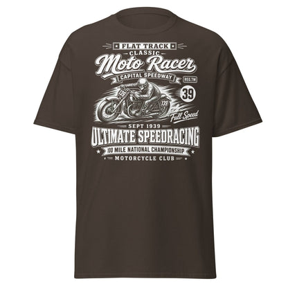 Vintage 1939 Flat Track Classic Moto Racer T-Shirt - Dark Chocolate - TeeRipple