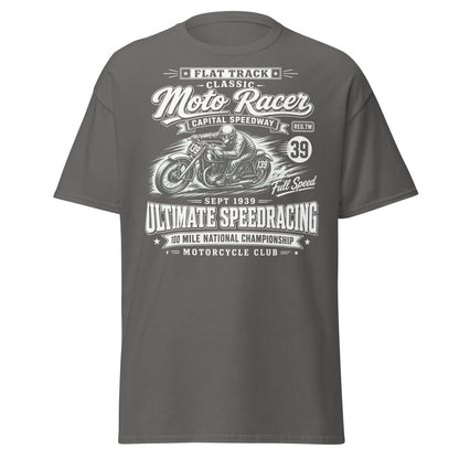 Vintage 1939 Flat Track Classic Moto Racer T-Shirt - Charcoal - TeeRipple